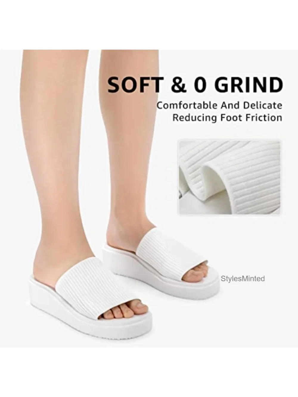 Women's Platform Memory Foam Slide Sandals Chunky Casual